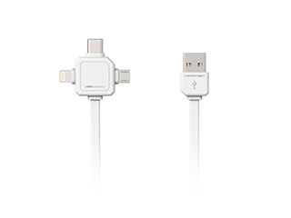 ALLOC Power USB Multicable, 1,5 m, Type-C, Lightning, Micro USB, vit