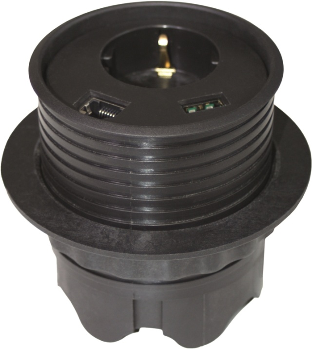 Powerdot Satelit PD12 - Satelit med et CEE 7/4 stik, 1xRJ45, 1xUSB Typ
