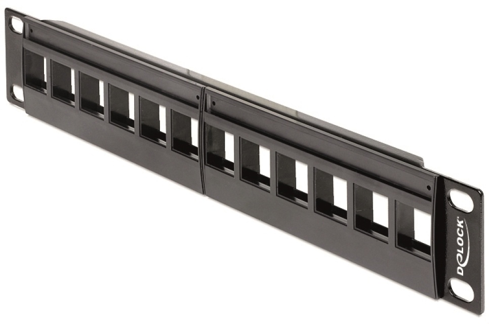 DeLOCK 10" Keystone Patch Panel, til 12xKeystone , 1U , metal, sort