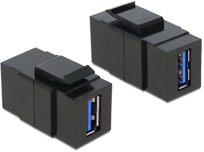 DeLOCK Keystone modul, USB 3.0 Type A hun - USB 3.0 Type A hun, sort