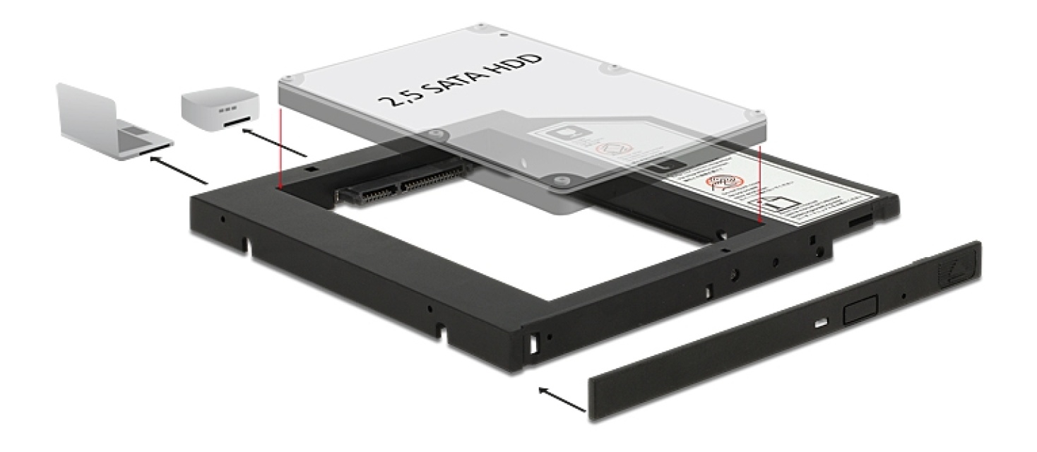 DeLOCK hard drive frame  2,5" SATA hard drive to 5,25", 9,5mm, black