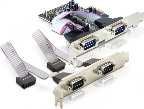DeLOCK PCI-Express x1 kort med 4xSerieporte, RS-232, DB9 han, 2 porte