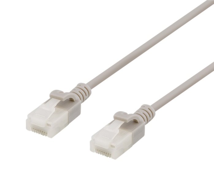 DELTACO U/UTP Cat6a patch cable, slim, 3,5mm diameter, 1,5m, gray