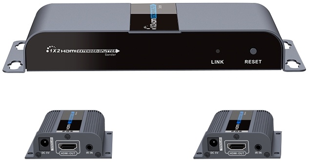 1X2 HDMI Extender Splitter over CAT6/6a/7 40m med IR pass-back