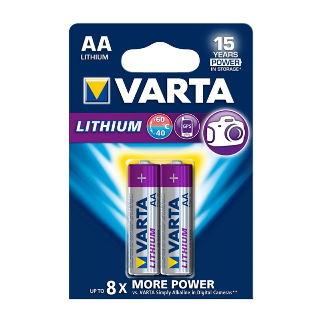 Lithium Batteri Aa | 1.5 V DC | 2900 mAh | 2-Blister kort | Grå / Sølv