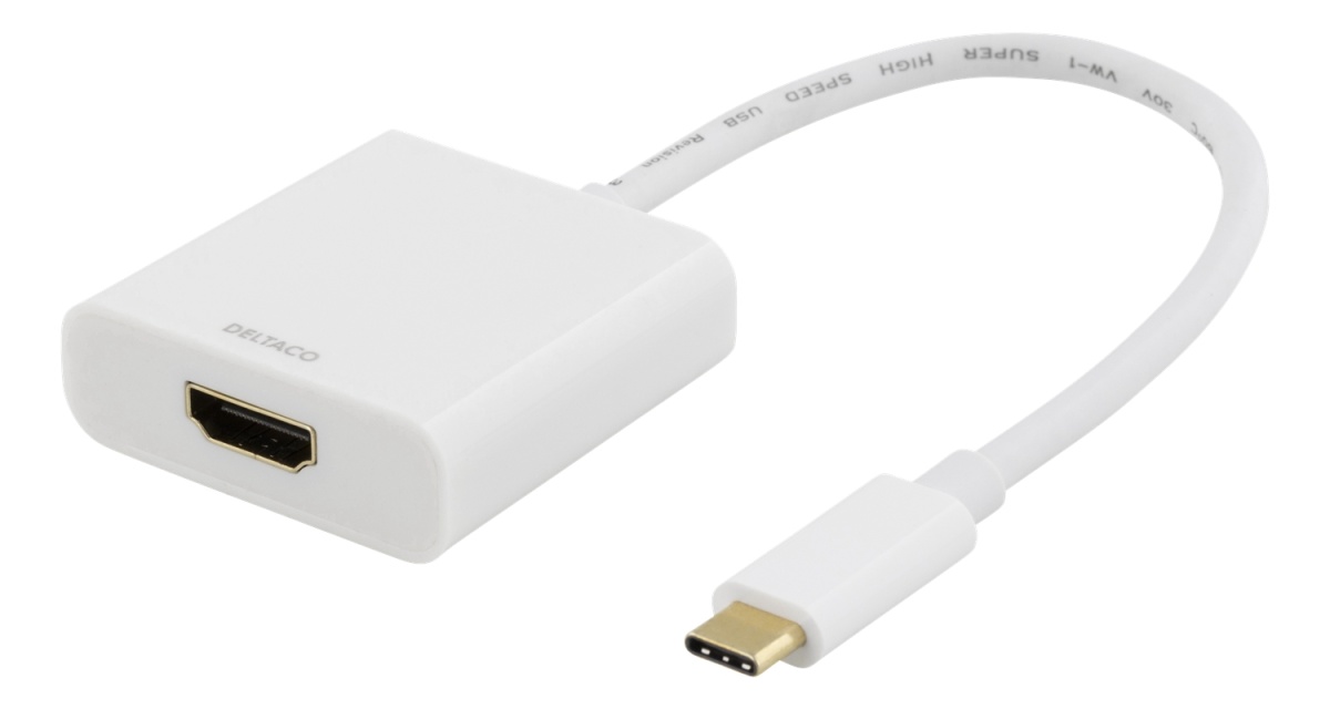 DELTACO USB-C to HDMI adapter, 4096x2160 30Hz, white