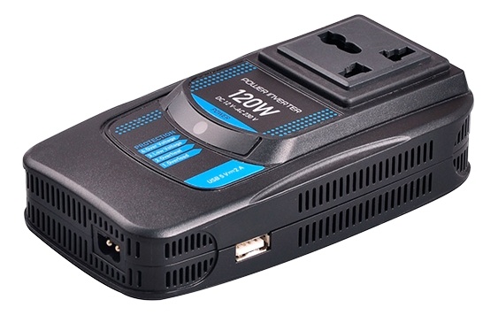 CAR120 Power Inverter, modificeret sinusbølge, 230V, 24V DC, USB 5V 2,1A,