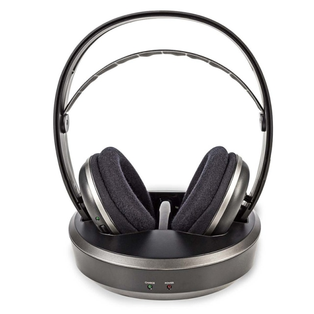 Nedis Trådløst TV hovedtelefoner | RF, frequency 868 Mhz | Over-Ear | Maksimal batteritid: 11 timer | 100 m | Digital lyd | Opladningsstation | Sort / Sølv