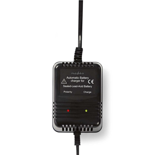 Nedis Bly Batteri Oplader | 2.3 / 6.9 / 13.8 V DC | 0.6 A | Opladning | Euro / Type C (CEE 7/16) | Batteri klemmer | Energi fra batteritype: AGM / Gel / Lead Acid / SLA / VRLA | Sort