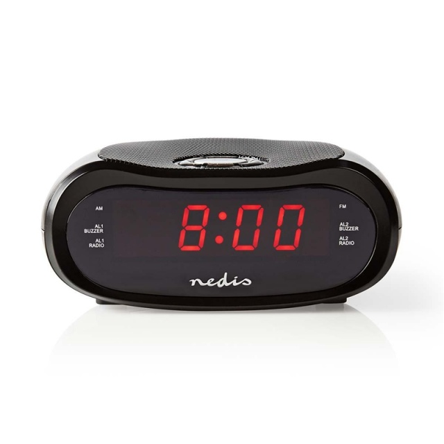 Nedis Digital vækkeur Radio | LED | AM / FM | Snooze funktion | Sleep timer | Antal alarmer: 2 | Sort