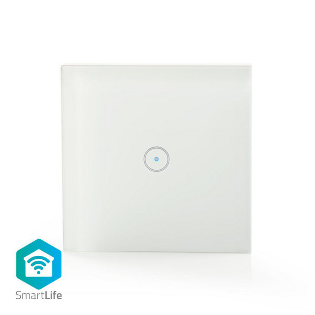 Nedis SmartLife Vægkontakt | Enkelt | Vægbeslag | 1000 W | Android™ / IOS | Glas | Hvid