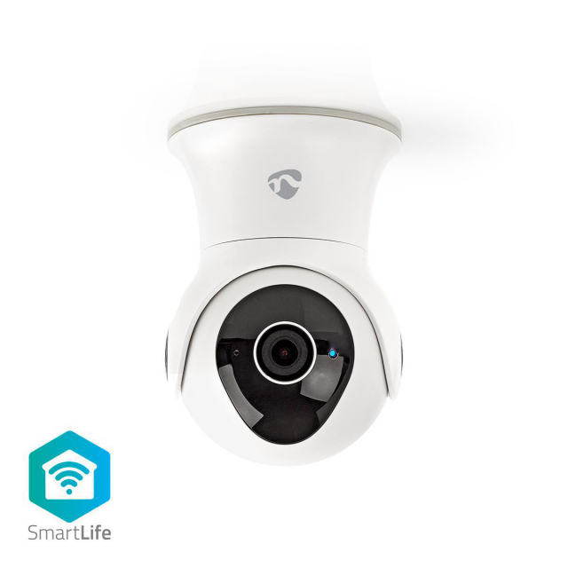 Nedis SmartLife udendørskamera | Full HD 1080p | Pan tilt | IP65 | Cloud Storage (mulighed) / Internal 16GB | 12 V DC | Med bevægelsessensor | Nattesyn | Hvid