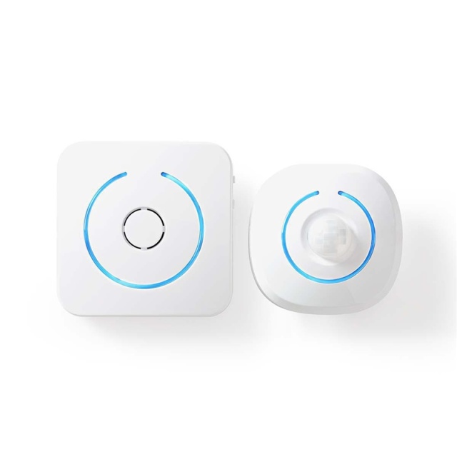 Nedis Motion Detektor Alarm | Batteri | 6x AA/LR6 | 85 dB | Detektorområde: 6 m | Væg | Blå / Hvid