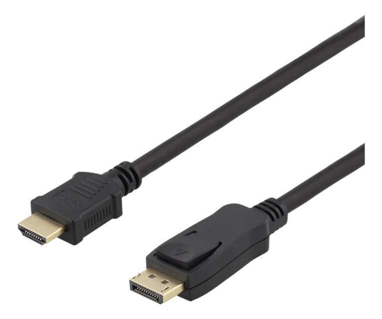 DELTACO DP - HDMI kabel, 10m, 3840x2160 i 30Hz, 10,8Gb/s, sort