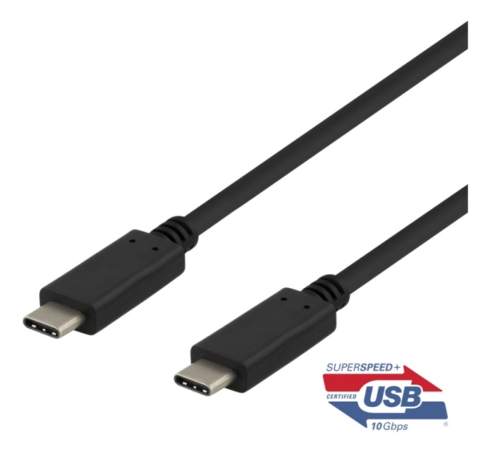 DELTACO USB-C to USB-C cable, 0.5m, 10Gbps, 100W 5A, USB 3.1 Gen 2, E-