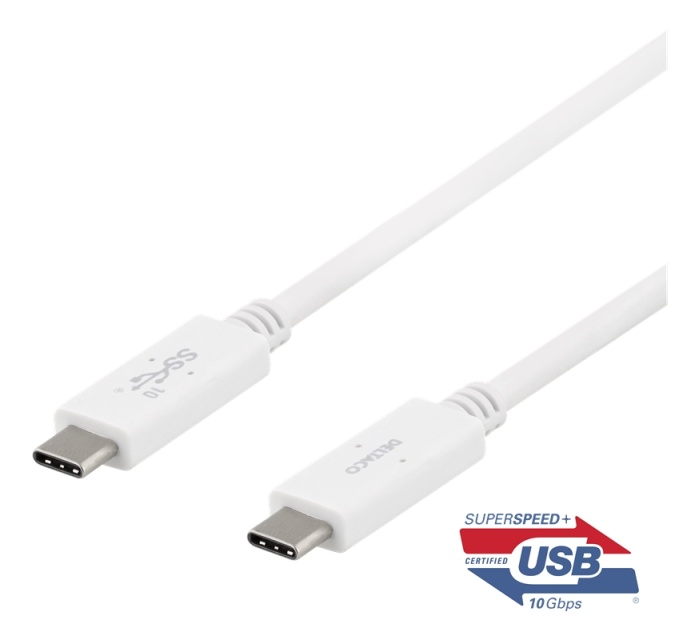DELTACO USB-C to USB-C cable, 0,5m, 10Gbps, 100W 5A, USB 3.1 Gen 2, E-