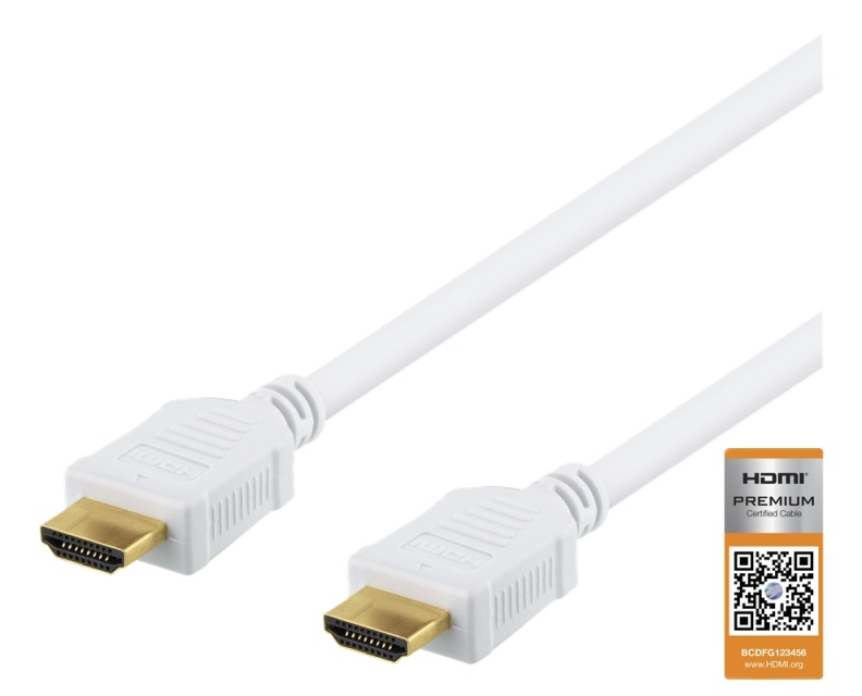DELTACO High-Speed Premium HDMI cable, 0,5m, Ethernet, 4K UHD, white