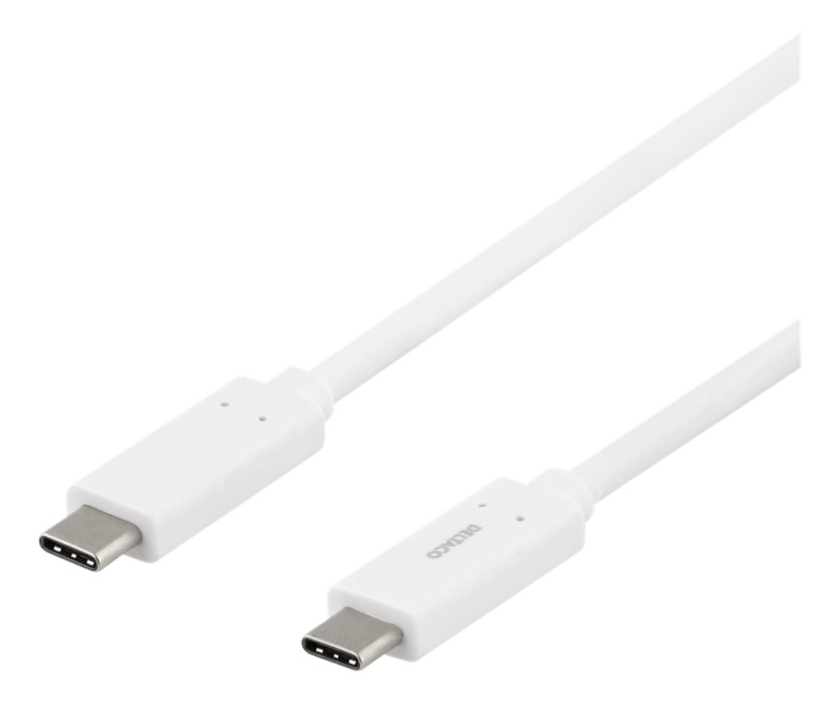 DELTACO USB-C to USB-C cable, 1m, 1.5A, , USB 3.1 Gen, E-Marker, white