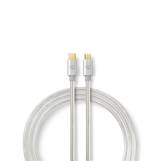 Nedis USB-kabel | USB 2.0 | USB-C™ Han | USB Micro-B han | 10 W | 480 Mbps | Guldplateret | 3.00 m | Runde | Flettet / Nylon | Aluminium | Cover Window Box