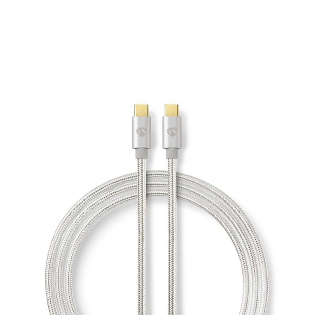Nedis USB-kabel | USB 3.2 Gen 1 | USB-C™ Han | USB-C™ Han | 60 W | 4K@60Hz | 5 Gbps | Guldplateret | 1.00 m | Runde | Flettet / Nylon | Aluminium | Cover Window Box