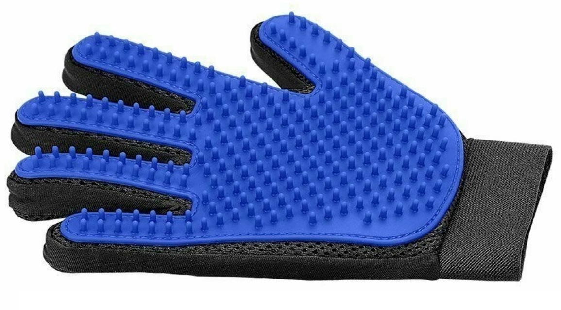 Børstehandske til dyr, blå