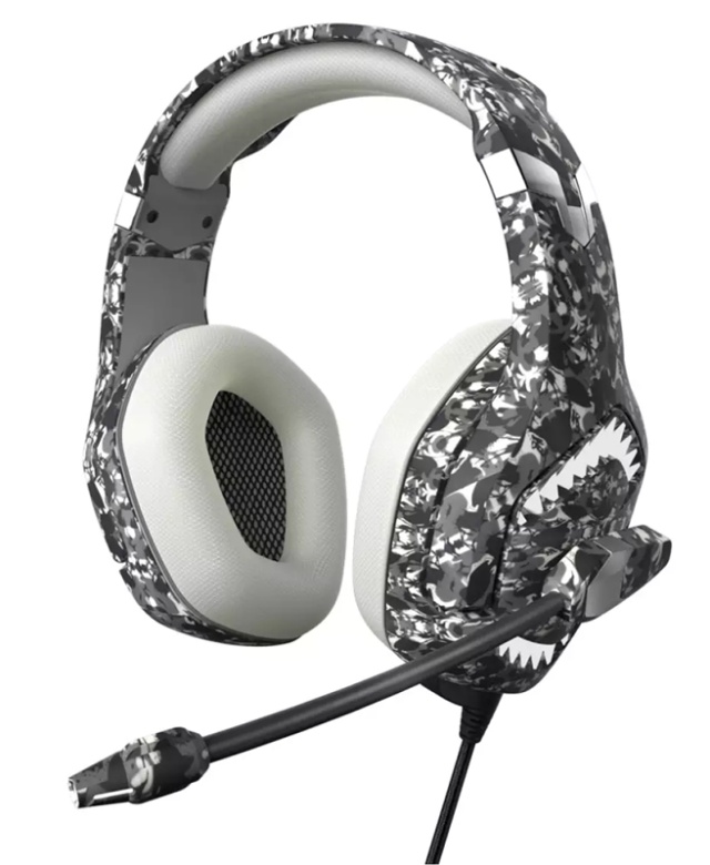 Gaming-headset til pc, grå camouflage