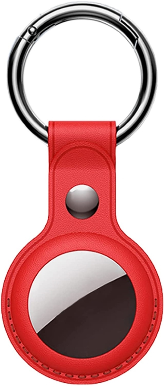 PU-læderetui med nøglering til Airtag, Rød