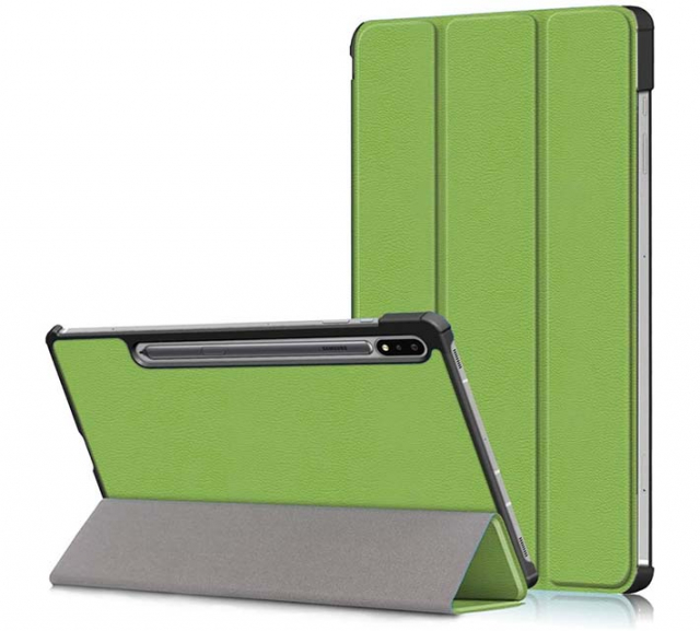 Tri-fold etui med stativfunktion til Galaxy Tab S7 11"", Grøn