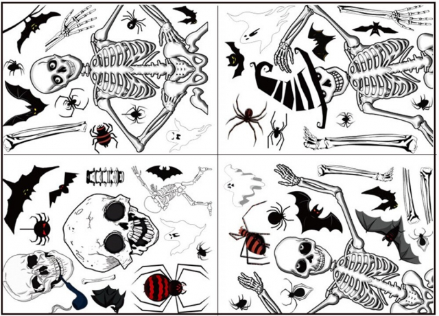 Vægdekorationer med halloweenmotiv, Døskaller, 35x25