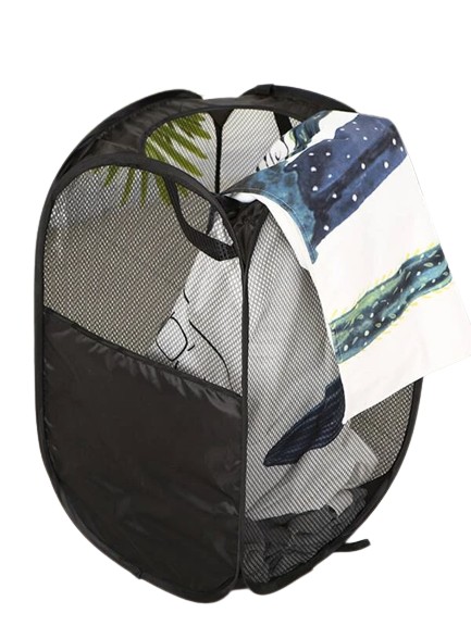 Vasketøjskurv i net, sort