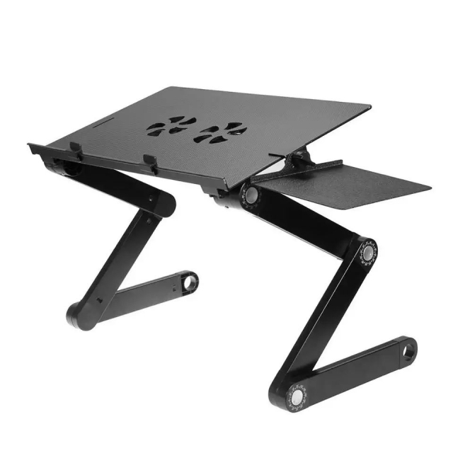 Multifunktionelt laptopbord med indbyggede køleventilatorer, Sort
