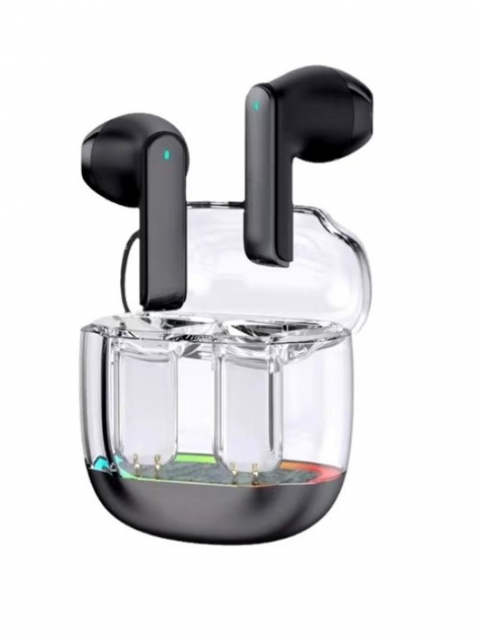 Ægte trådløst Bluetooth-headset med gennemsigtigt LED-etui