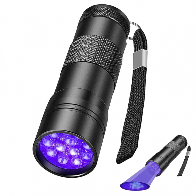 Lommelygte 12 stk LED, UV-lys