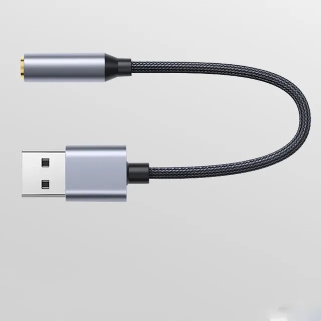 USB til Aux-lydkortadapter, sort/grå