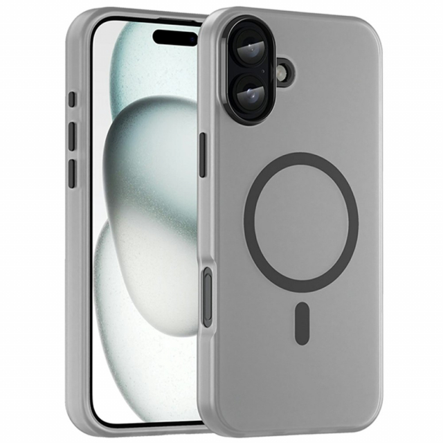 Halvgennemsigtigt etui med MagSafe til iPhone 16 Plus, Sort