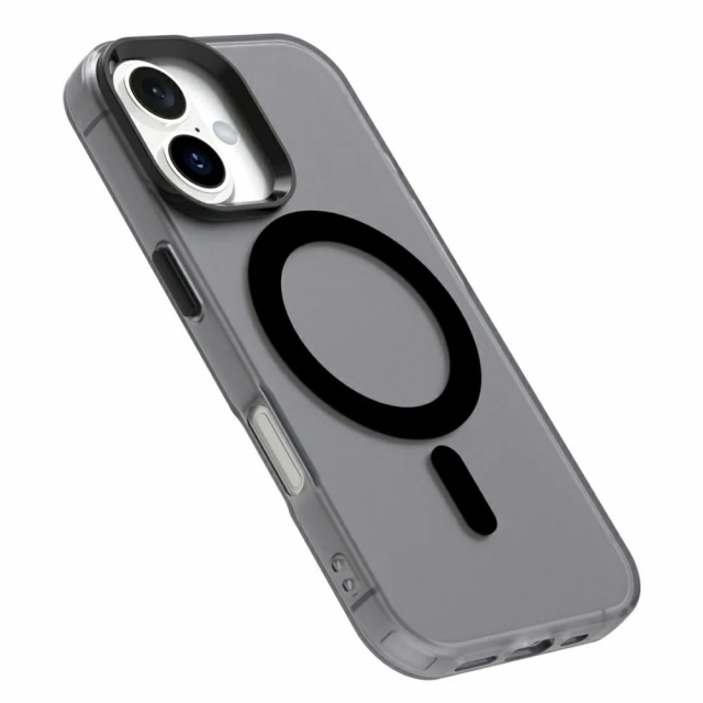 Halvgennemsigtigt etui med MagSafe til iPhone 16 Pro, sort