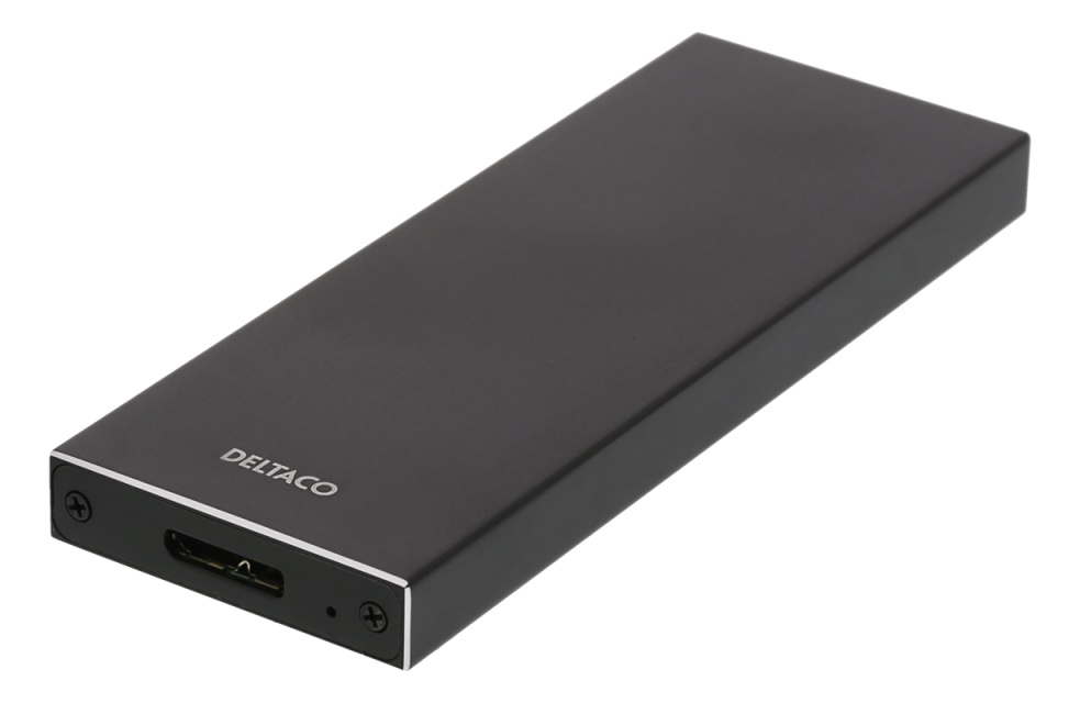 DELTACO Externt M.2 kabinett, USB 3.0, 5 Gbps, Black