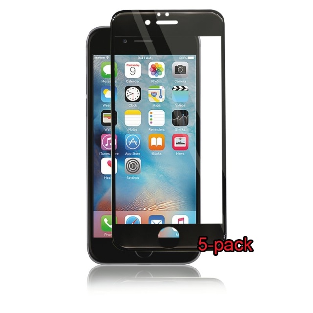 Panzer5-pak iPhone 6S/6 Plus buet silikatglas, sort