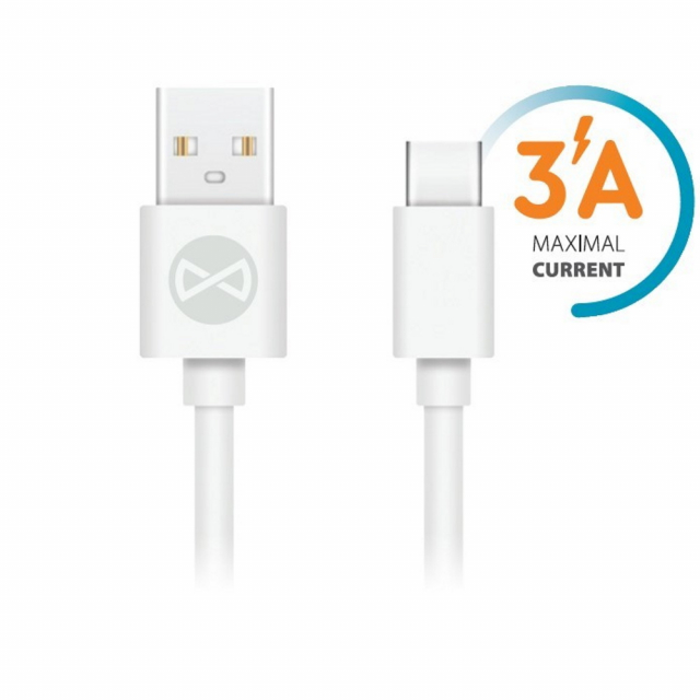Forever uSB-kabel - USB-C 1,0 m 3A, hvid