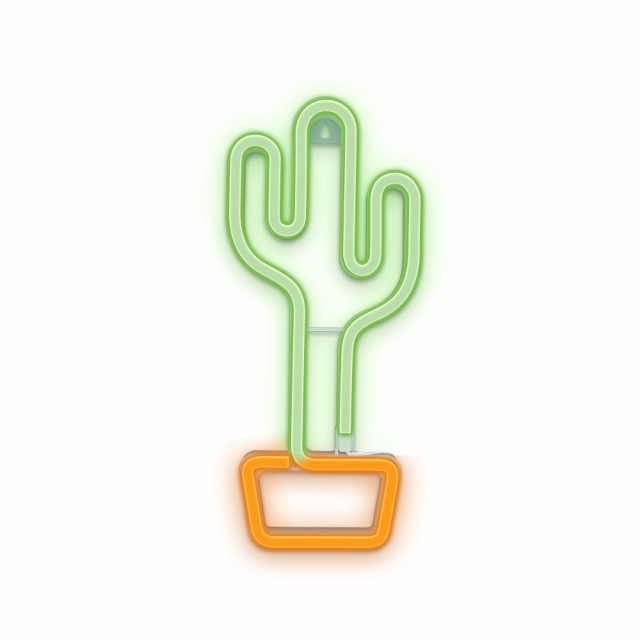 Forever Light Neon LED-lys Kaktus, batteri + USB FLNEO2, Orange/Grøn