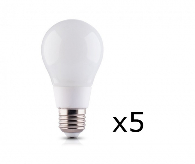 LED-lampe E27 8W 230V 4500K 5-pak, Hvid neutral