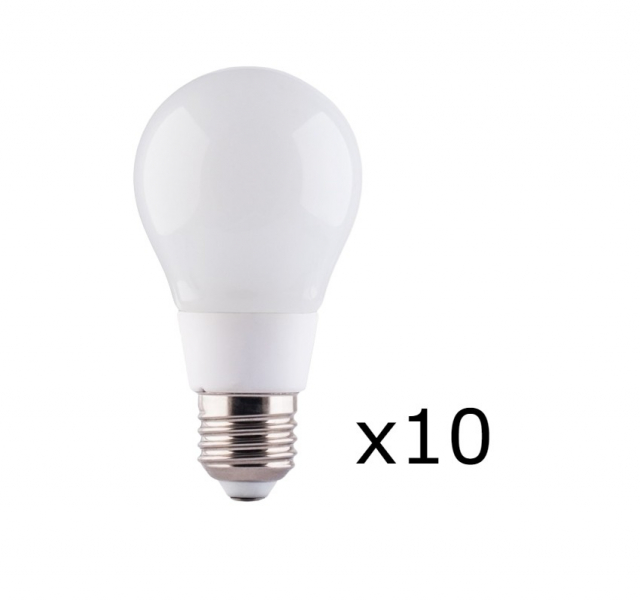 LED-lampe E27 8W 230V 6000K 10-pak, Kølig hvid