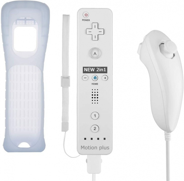Remote Plus + Nunchuck kompatibel med Wii-Wii U, Hvid