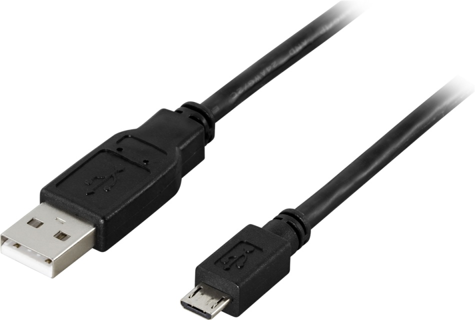 DELTACO USB 2.0 kabel Type A han - Type Micro B han, 5-pin,  0,5m, sor