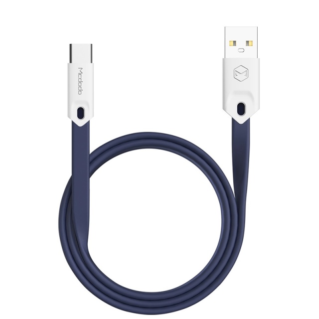 Mcdodo fladt opladningskabel USB-C 2.4A 1m, blå