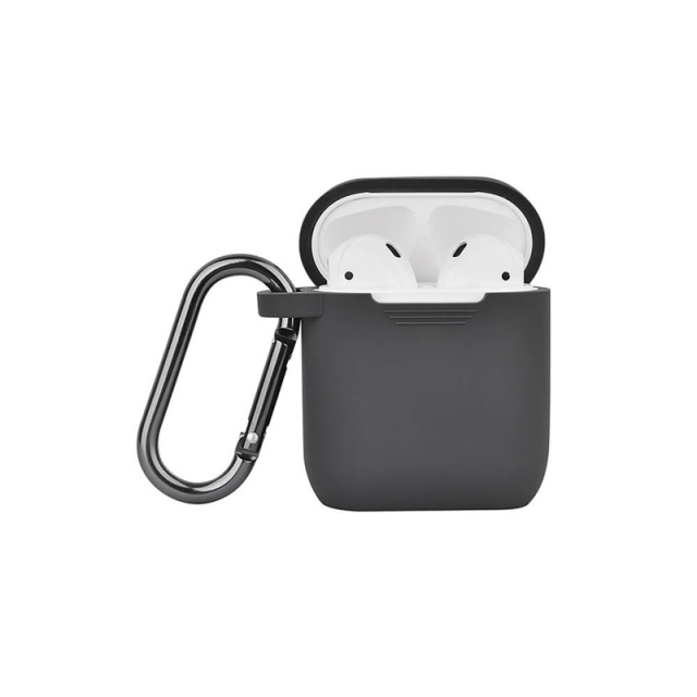 North Airpods Beskyttelses Case Silikone Karabin Mørkegrå