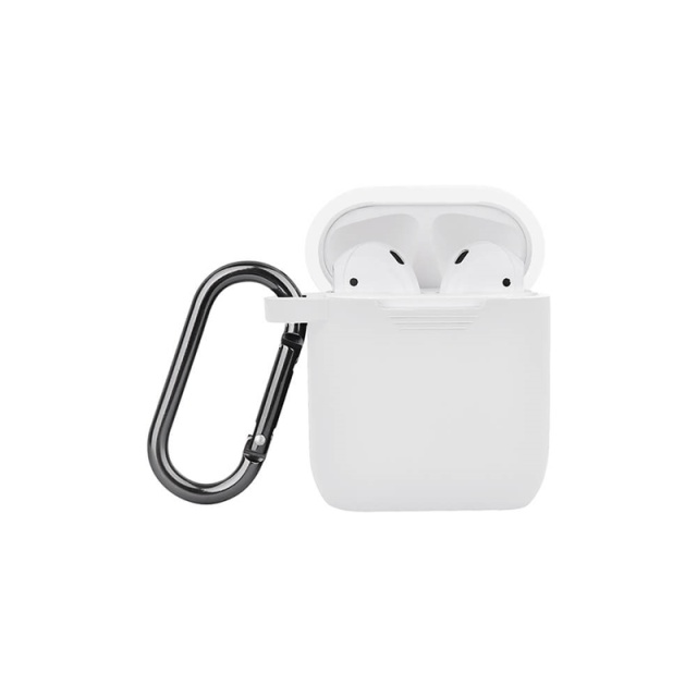 North Airpods Beskyttelses Case Silikone Karabin Hvid