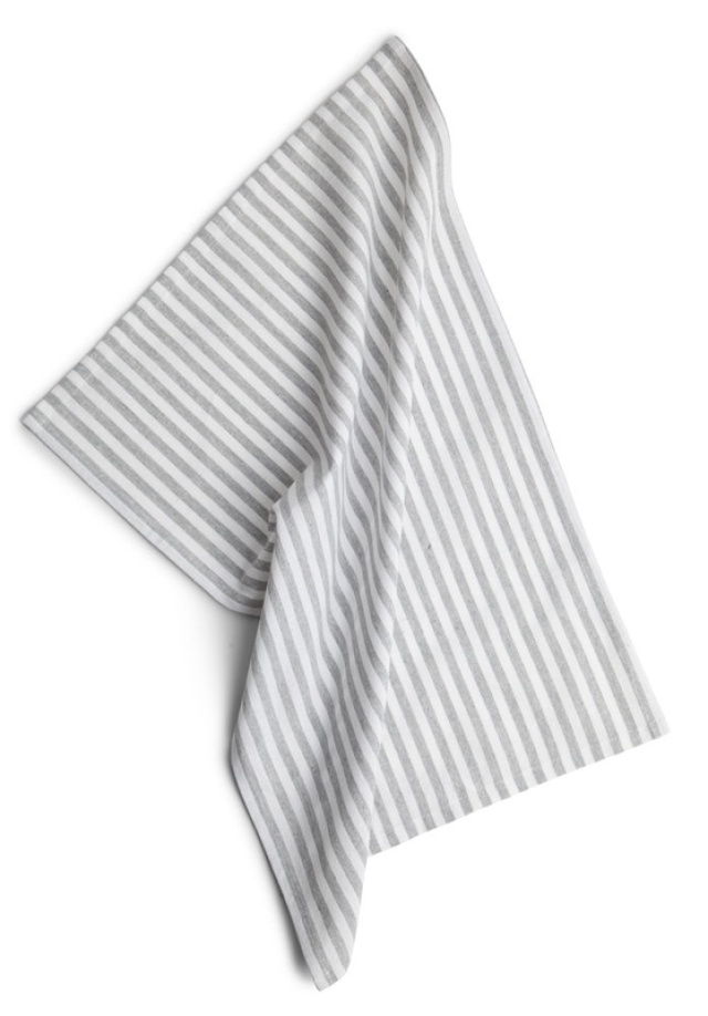 Kosta Linnewäfveri, Återvunnen kökshandduk (40x60cm), Randig, Grå