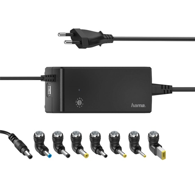 Hama Notebook Strømforsyning Universal 100-240V 12-22V/90W 8x Adaptere