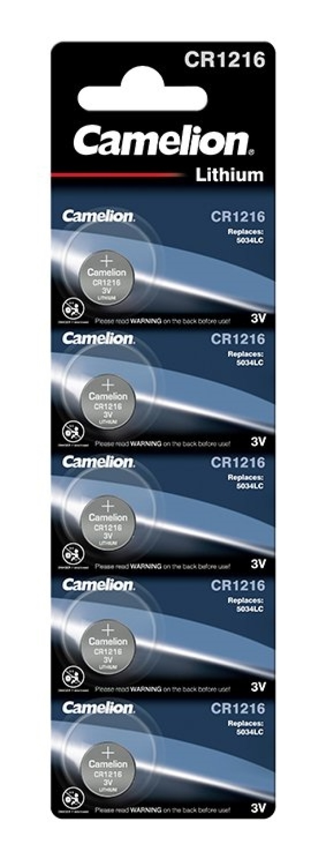 Camelion CR1216/3V, knapcellebatteri, litium, 5-pak
